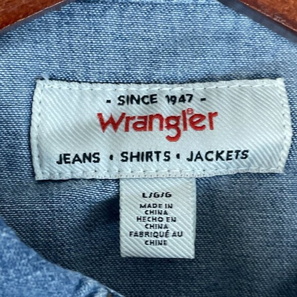 Wrangler Women's L Chambray Shirt Dress With Belt Button-Down Long Sleeves L1226 - Picture 7 of 11